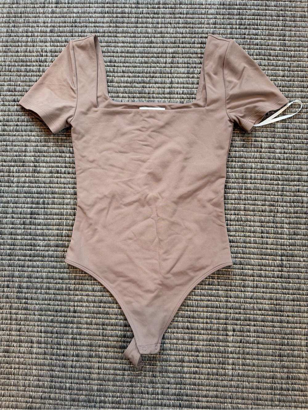 Aritzia Babaton Square Neck Short Sleeve Bodysuit in Taupe